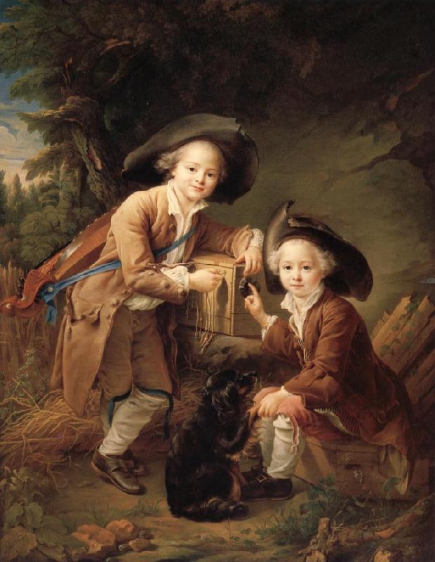 Francois-Hubert Drouais The Comte and chevalier de choiseul as savoyards oil painting image